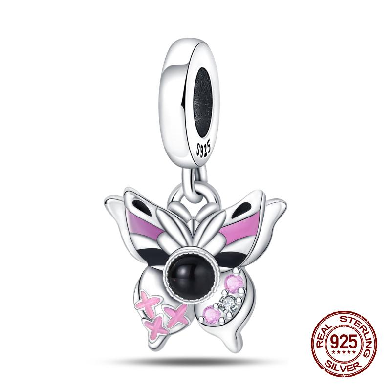 925 Sterling Silver Butterfly Tulip Iris Flower Charms Beads Fit 925 Original Bracelets Fine DIY Valentine Jewelry Gifts