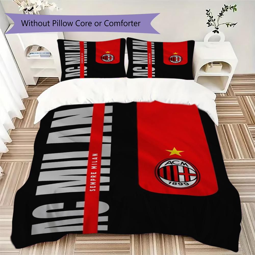 AC Milan Pattern Bedding uilt Set uilt Cover Pillowcase Home Decoration Birthday Gift (1 * duvet cover + 2 * pillowcase  without core)06