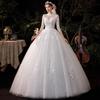 2025 Floor-Length Ball Gown Bridal Wedding Dress with Hepburn Chinese Stand-up Collar