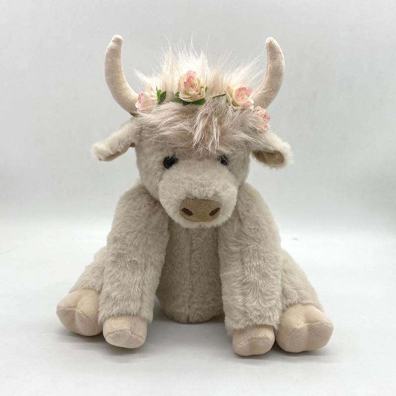Scottish Highland Cow Sound Plush Doll with Long Hair