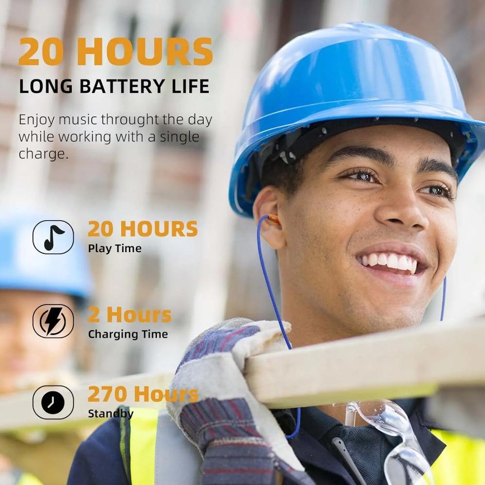 Wired Bluetooth Headset Hearing Protection Sound Isolation Earbuds Ear Plugs Construction Sites