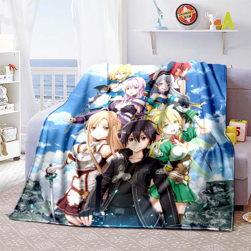 The 3D printed "Sword Art Online" flannel blanket is warm, comfortable, and soft, suitable for use in bedrooms, beds, sofas, 001