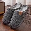 Soft Warm Vintage Plaid Fleece Men'S & Women'S Slippers, Minimalist Solid Color with Alphabet Pattern, Round Toe Slip-On Shoes for Fall, Spring,Winter