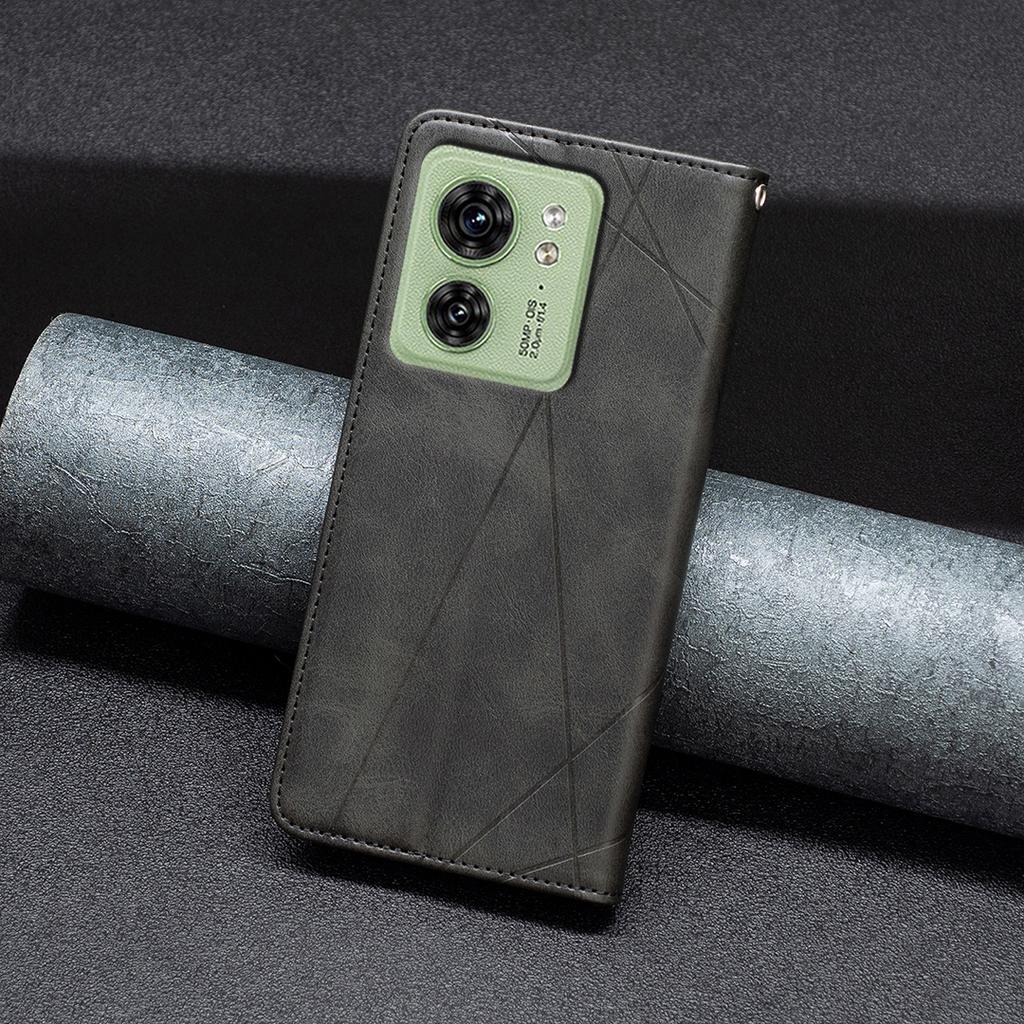 Card Holder Shell for Motorola Edge 40 5G Cell Phone Case Imprinted Line Stand Leather Phone Cover
