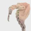 French Lace Triangle Scarf with Beige Floral Design, Retro Headscarf, Hairband, Bag Accent, and All-Match Ribbon Scarf