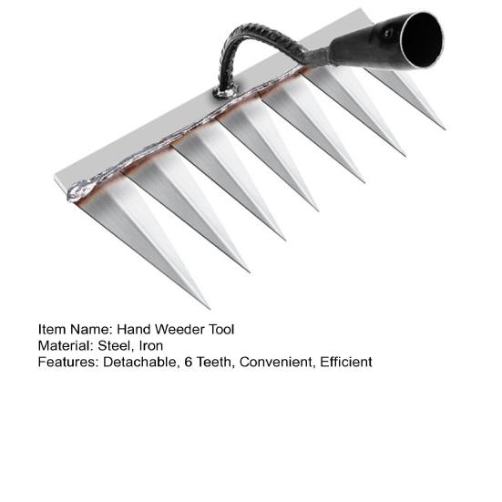 Инструмент для удаления сорняков, съемный ручной инструмент для прополки с 6 зубьями, стальной садовый когтистый инструмент для ручного удаления сорняков для сада, заднего двора, фермы