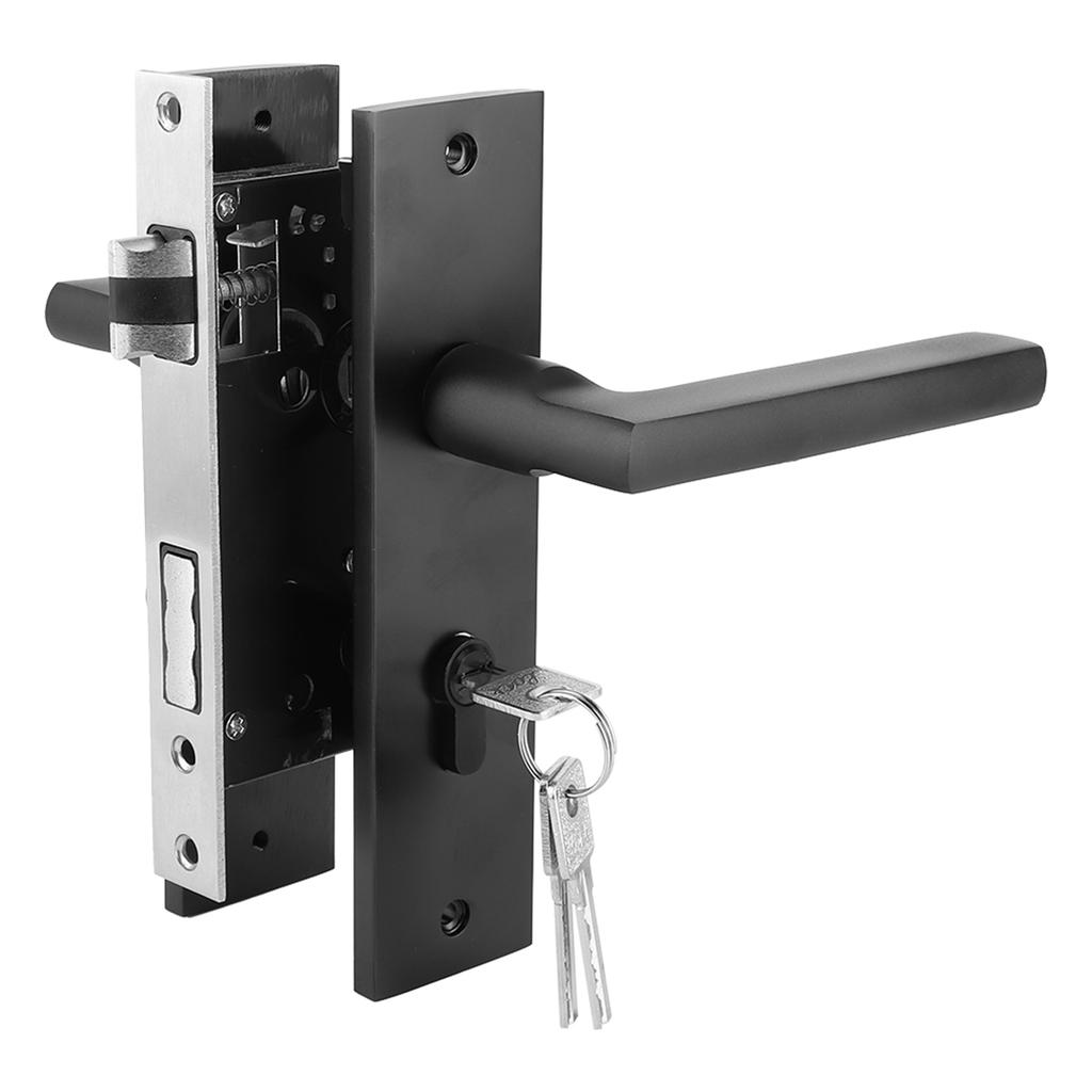 Алюминиевый замок для двери спальни Space Home Security Bedroom Handle Lock с ключами Screw Black