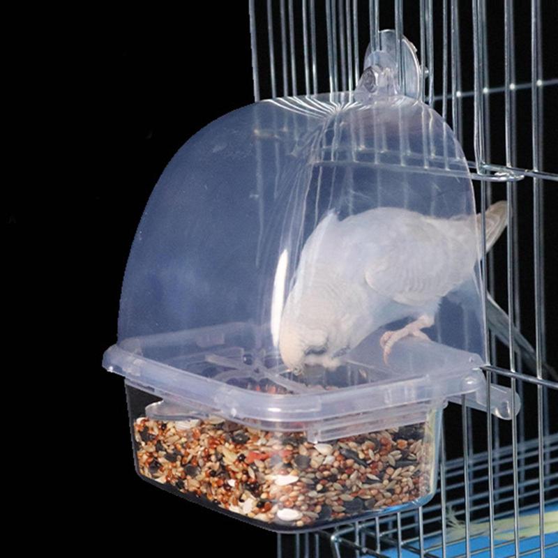 Bird Feeder Transparent Parrot Food Box Spill proof Cup Bird Automatic Feeder