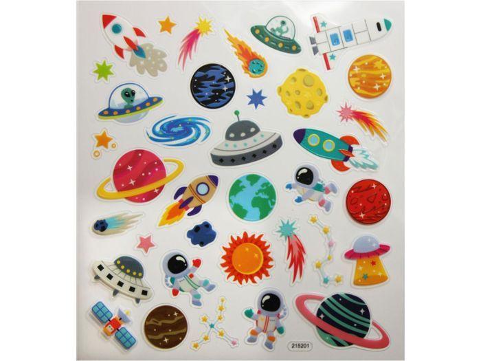 Autocollants phosphorescents - Astronautes et fusées - colorés
