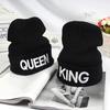 King Queen Winter Hat Hip Hop Outdoor Skiing Warm Knit Hat Gift for Couple
