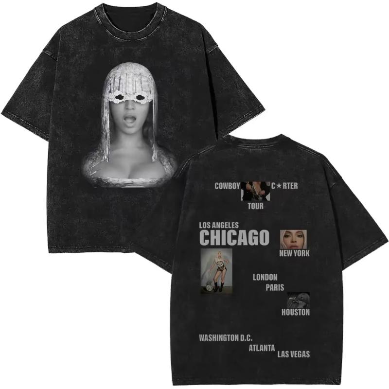 Singer Beyonce Pop Music Album Logo Tshirt Cowboy Carter T Shirts Unisex Women Vintage Oversized Tee Shirt Casual Cotton Tshirts