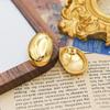 Популярный нишевый дизайн, нерегулярные овальные серьги-гвоздики из титановой стали, простые серьги из 18-каратного золота
