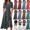 Women's  Casual Printing Summer Dress Short Sleeve Sundress Tank Dresses Beach Dress
