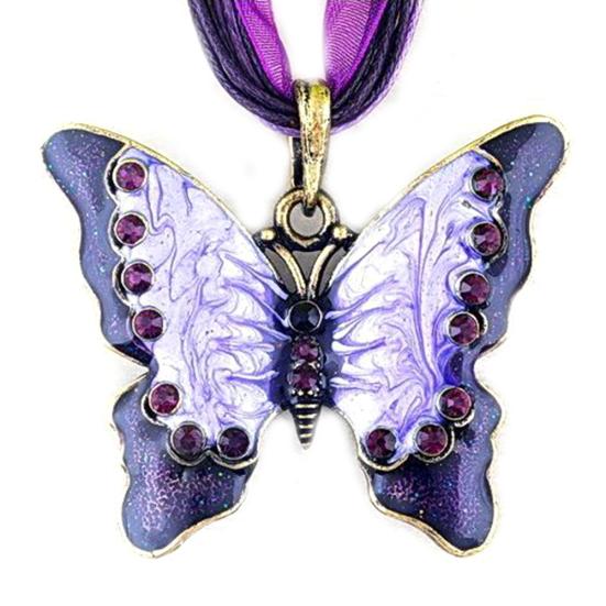 Винтажное женское эмалированное ожерелье с подвеской в форме бабочки и стразами, вечерние ювелирные изделия, подарок