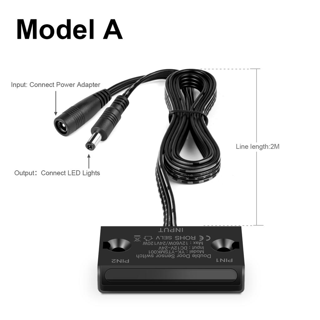 Выключатель с ИК-датчиком приближения для двойной двери 60 Вт DC12V-24V Выключатель светодиодной подсветки DIY Подсветка шкафа-купе Автоматическое включение/выключение