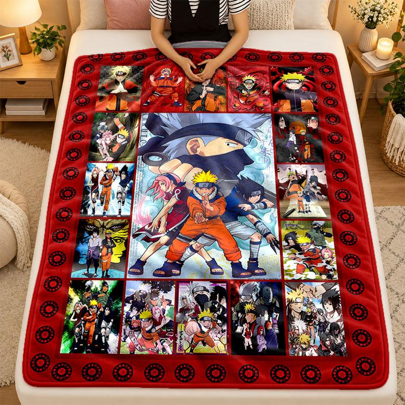 Flannel BlanketNaruto Warm Soft Throw Blanket for Indoor Sofa Bed Living Room Use