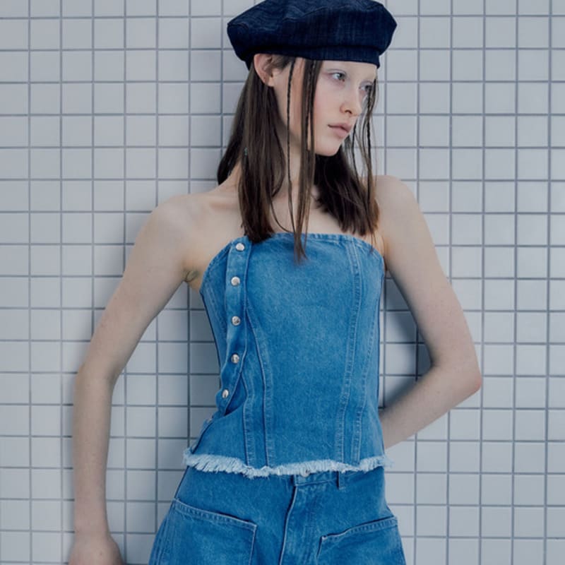 Poesiedame ДЕНИМОВЫЙ БЕРЕТ В ЦВЕТЕ RAW INDIGO
