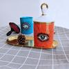 European Abstract Blue Orange Eye Storage Jar Ceramic Scented Candle Jar with Lid Jewelry Watch Storage Box Cotton Swab Box Home