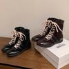 Осень и зима новые повседневные ретро универсальные с внутренней платформой ботинки Мартин с круглым носком на шнуровке спортивные короткие ботинки боксерские ботинки женские ботинки
