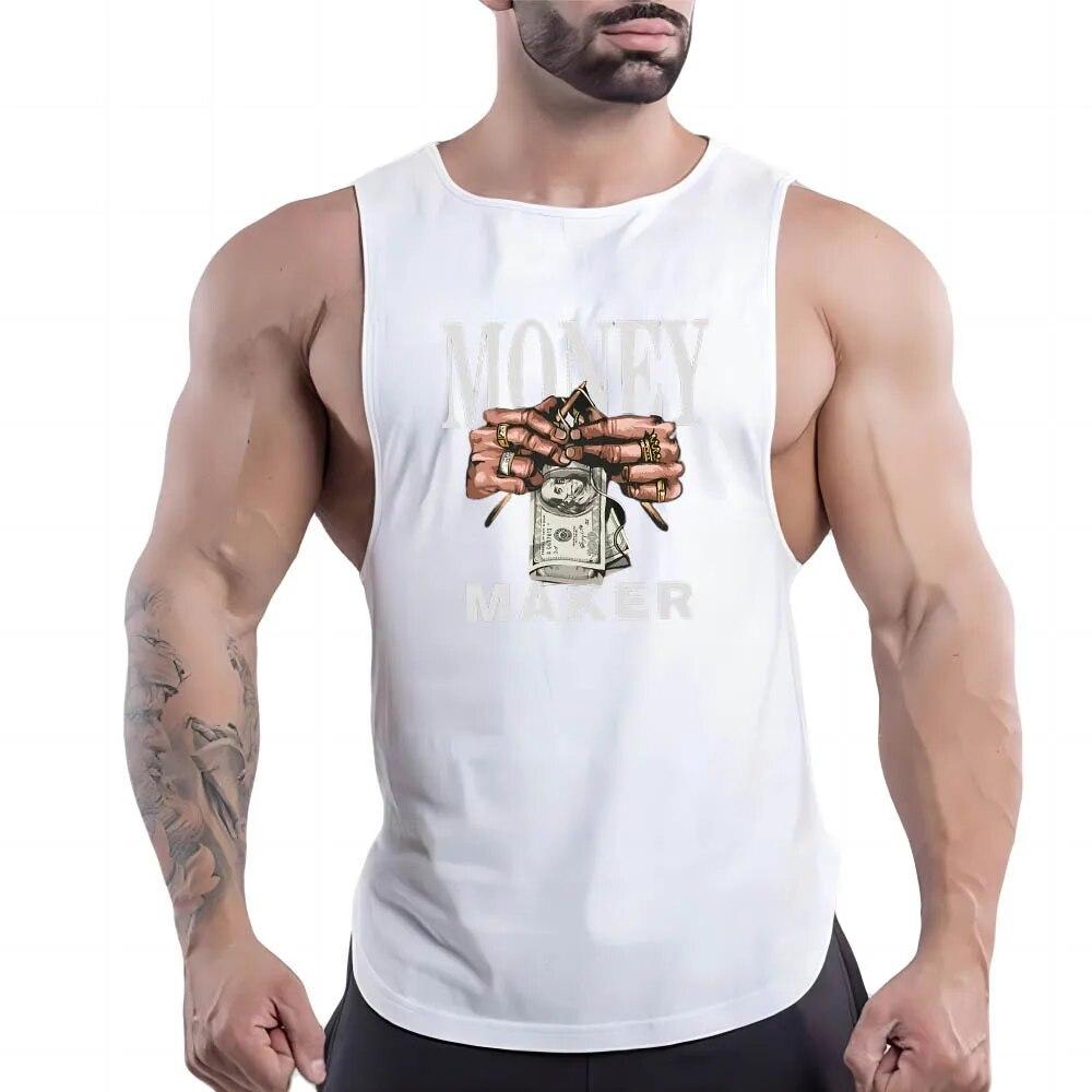 Летняя мужская повседневная спортивная жилетка с круглым вырезом для взрослых, простая модная дышащая футболка без рукавов с креативной графикой и 2d принтом