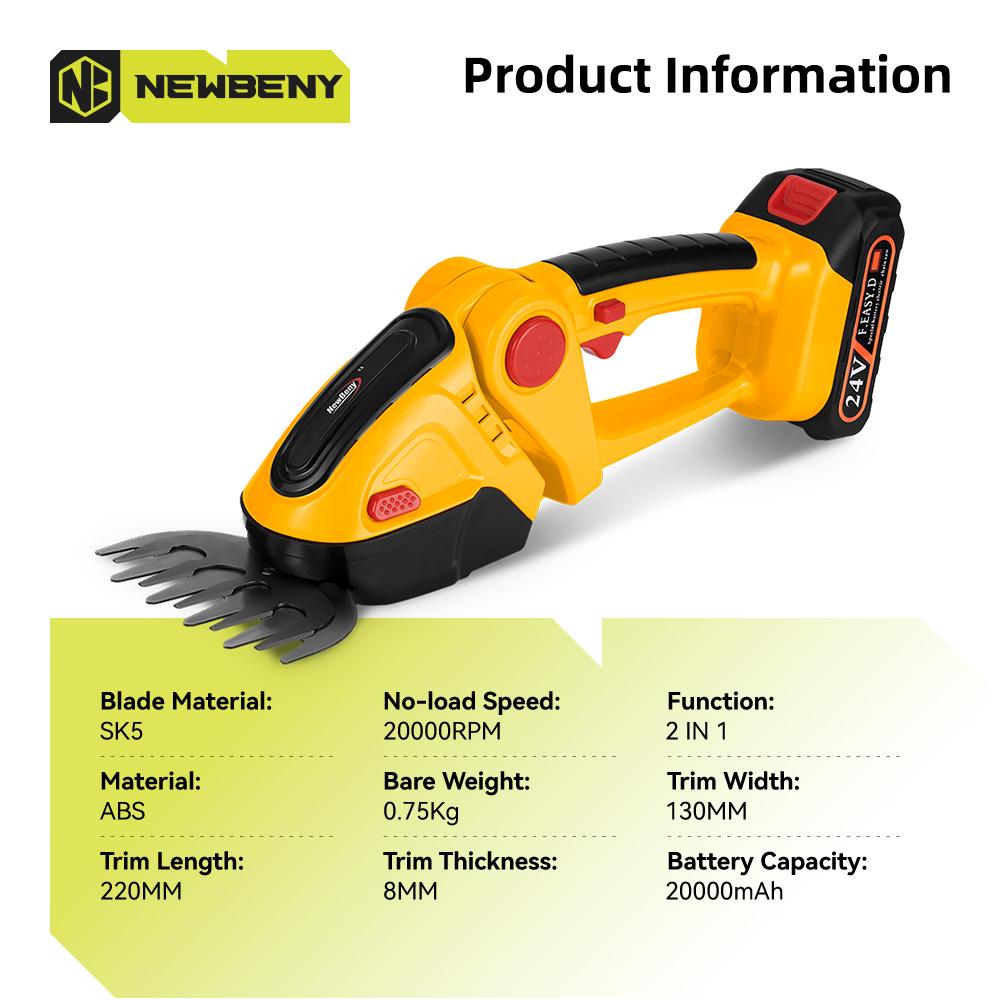 Newbeny Электрический триммер для живой изгороди 2 в 1, беспроводная эффективная бытовая секаторная пила, перезаряжаемые электроинструменты для батареи Makita 18 В