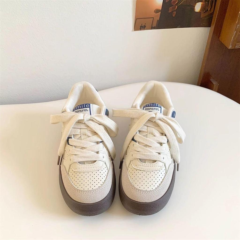 Женские универсальные спортивные туфли на толстой подошве в немецком стиле, осень 2024 г., синего и белого цвета