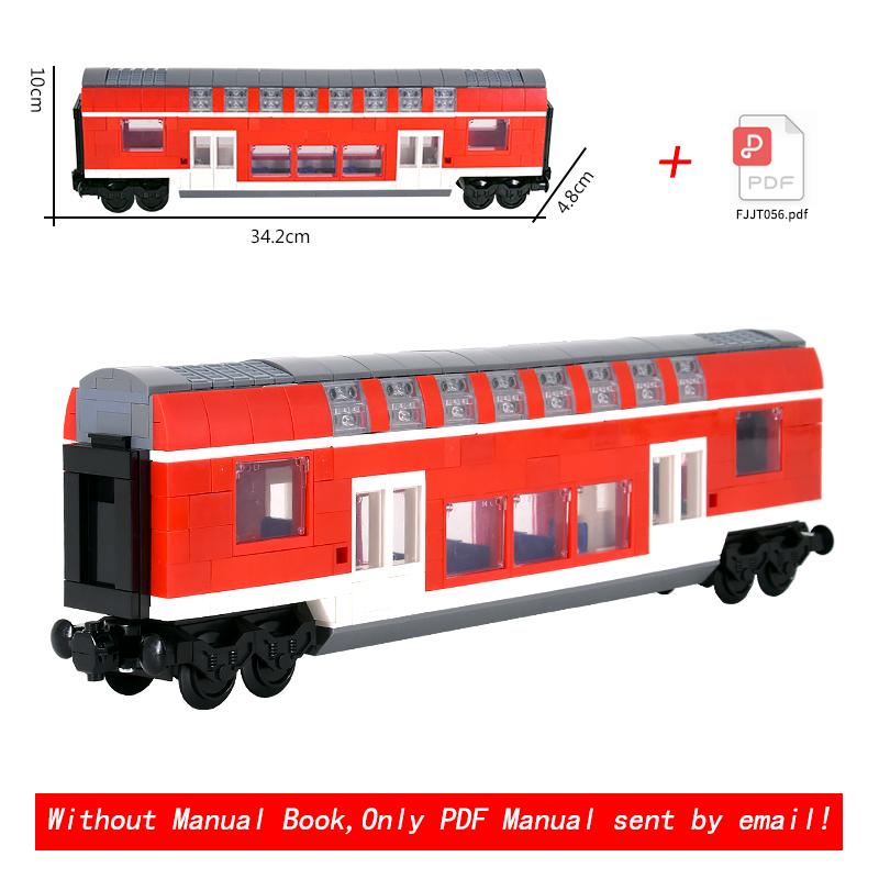 Creative Technica Ideas City Christmas Retro Sightseeing Carriage Tank Car Train Moc Railway Express Bricks Building Blocks Toys