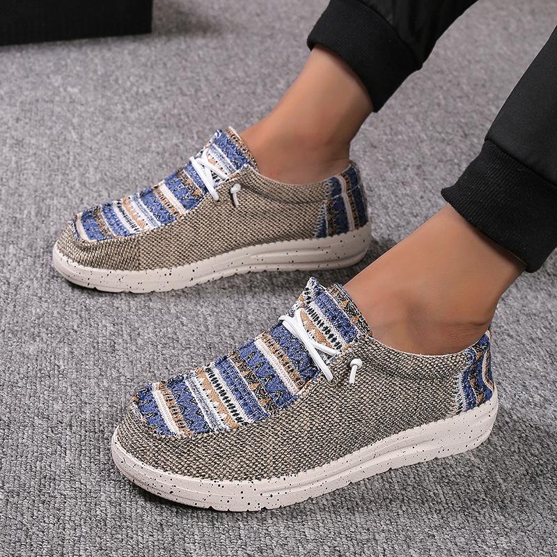 Большой размер парусиновые лоферы Мужские в западном стиле повседневные мужские туфли Тканевые туфли Мужские лоферы точечная партия