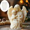 Virgin Mary Holding Angel Baby Silicone Mold Goddess with Wings Angel Candle Mould Mary Embracing Angel Cross Resin Gypsum Molds