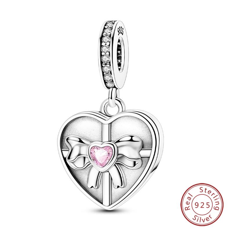 Настоящая медь Розовая серия Шармы-бусины в форме сердца Подходят для оригинальных браслетов Qikaola Сделай сам Украшения на День матери Подарок для мамы