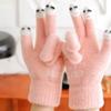 Winter Warm Gloves Thickened Leaky Finger Gloves Washable Knitted Gloves  for Touch Screen