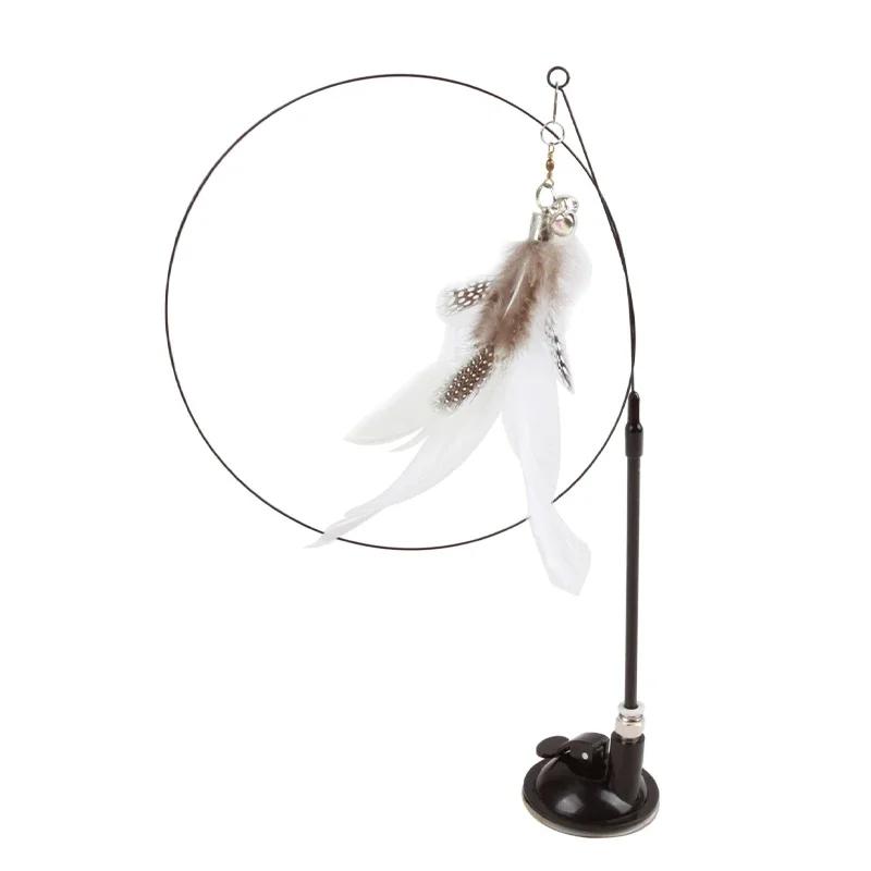 Интерактивная игрушка для кошек Handfree Cat Stick Играющий котенок Играющий тизер Палочка Игрушка на присоске Птица/перо Кошачья палочка Товары для домашних животных