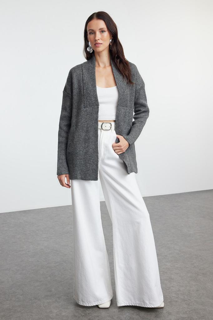 Женский модный стильный кардиган, широкий крой, мягкий текстурированный трикотаж, кардиган