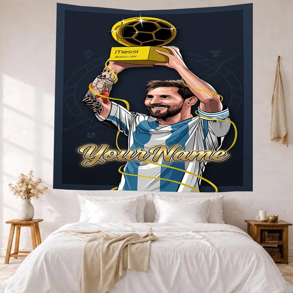 Messi Custom Your Name Wall Decor Tapestry Art For Pet Memorial Birthdaywedding Party Backdrop Family Gift