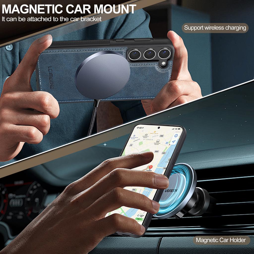 LC.IMEEKE For Samsung Galaxy S23+ Magnetic Case Compatible with MagSafe Leather TPU Back Cover