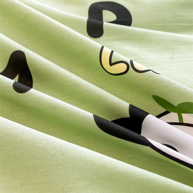 Cute Cartoon Panda Flat Sheet Kawaii Love Heart Bed Sheet Set for Girls Boys Room Decor Cotton Twin Bed Cover with 2 Pillowcase