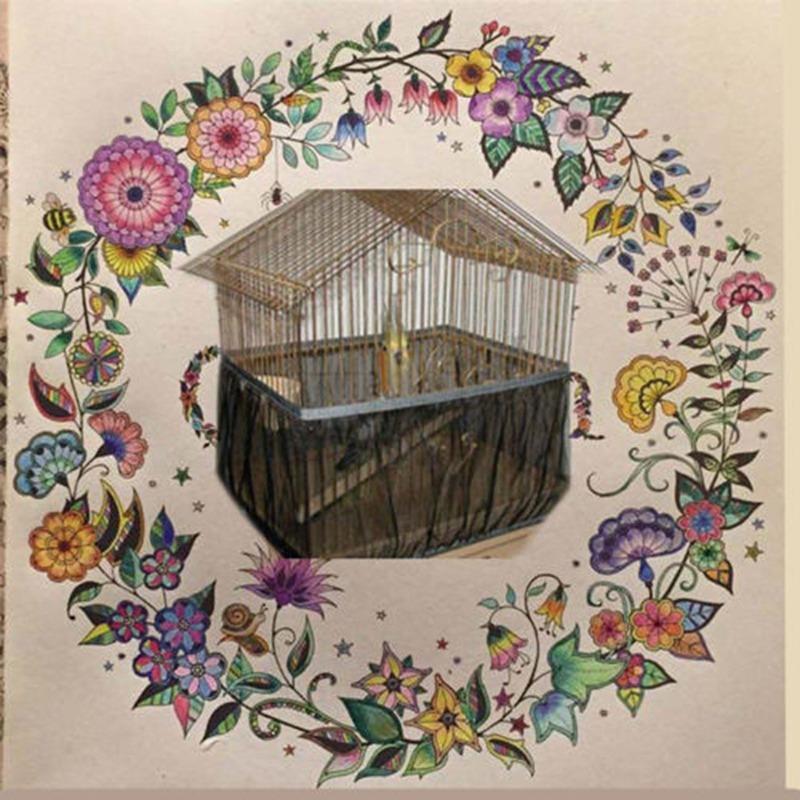 Nylon Mesh Bird Cage Cover Shell Skirt Net Easy Cleaning Seed Catcher Guard Bird Cage Accessories Airy Mesh Parrot Bird Cage Net