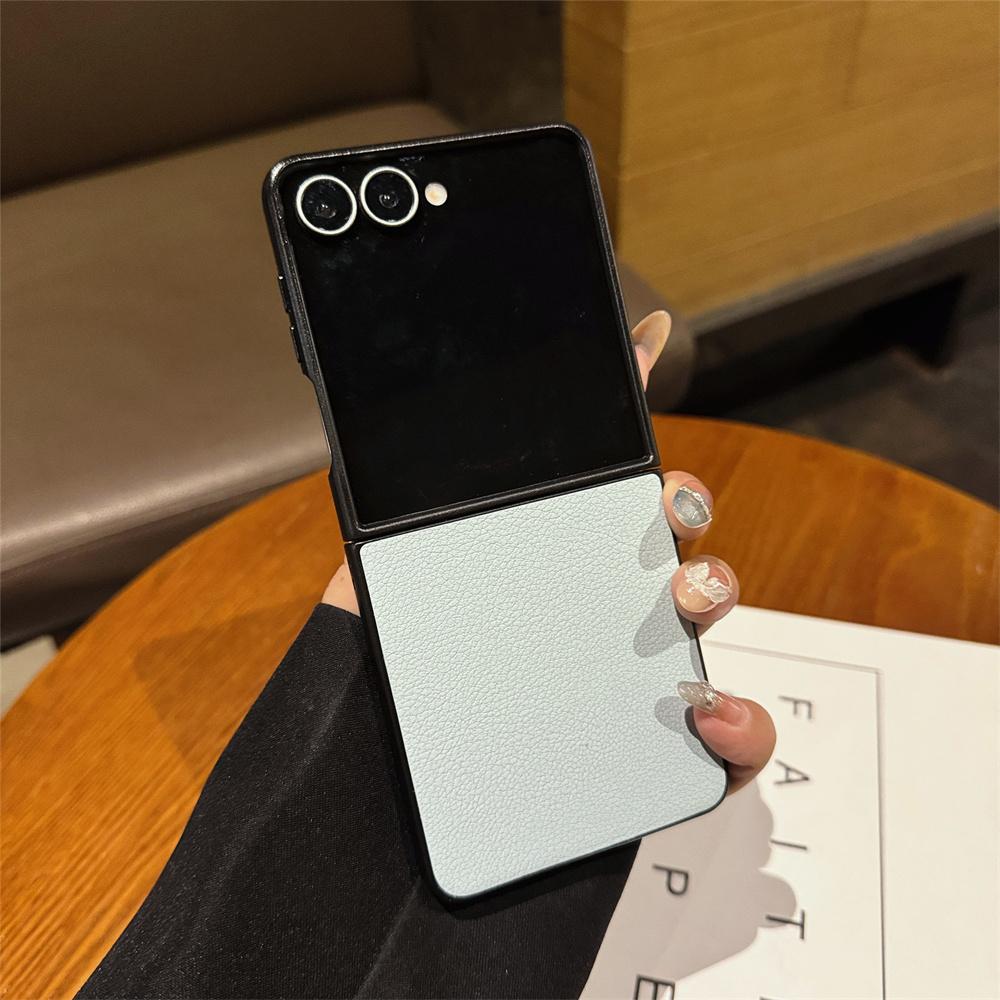 For Samsung Galaxy Z Flip 7 6 5 4 5G Phone Case Lychee Pattern Leather Shockproof Soft Cover for Samsung ZFlip6 Flip7FE