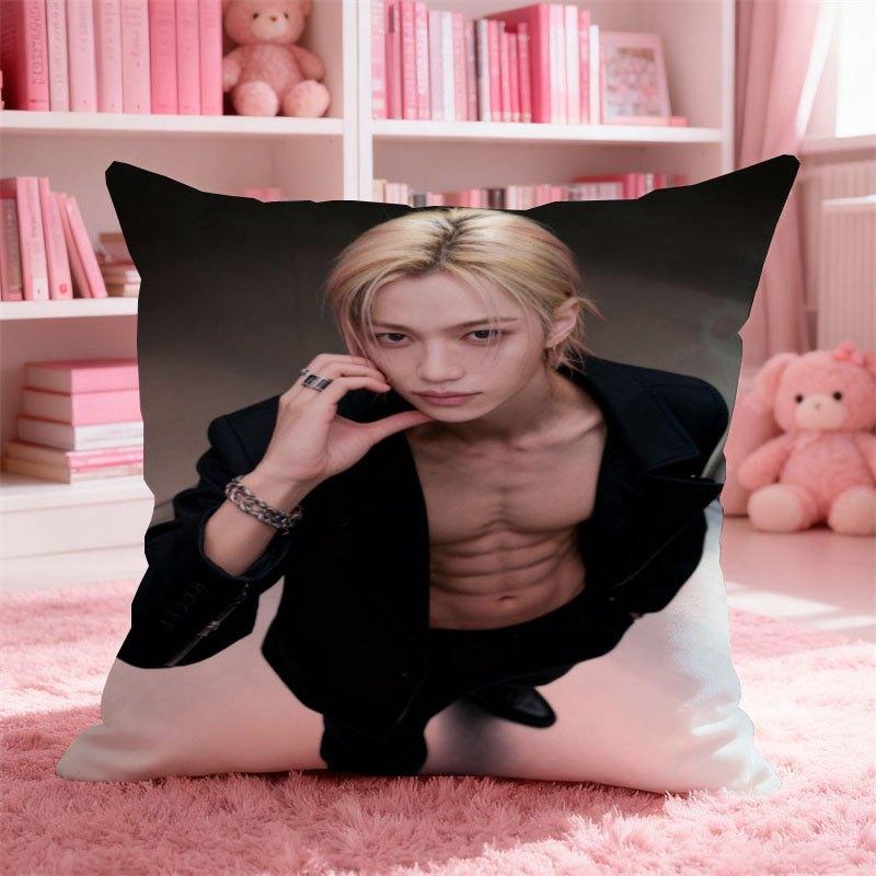 Double Sided Print Kpop Style Felix Pillow Cover Soft Cushion Case With Zipper Ideal Gift For Fans For Home Decor