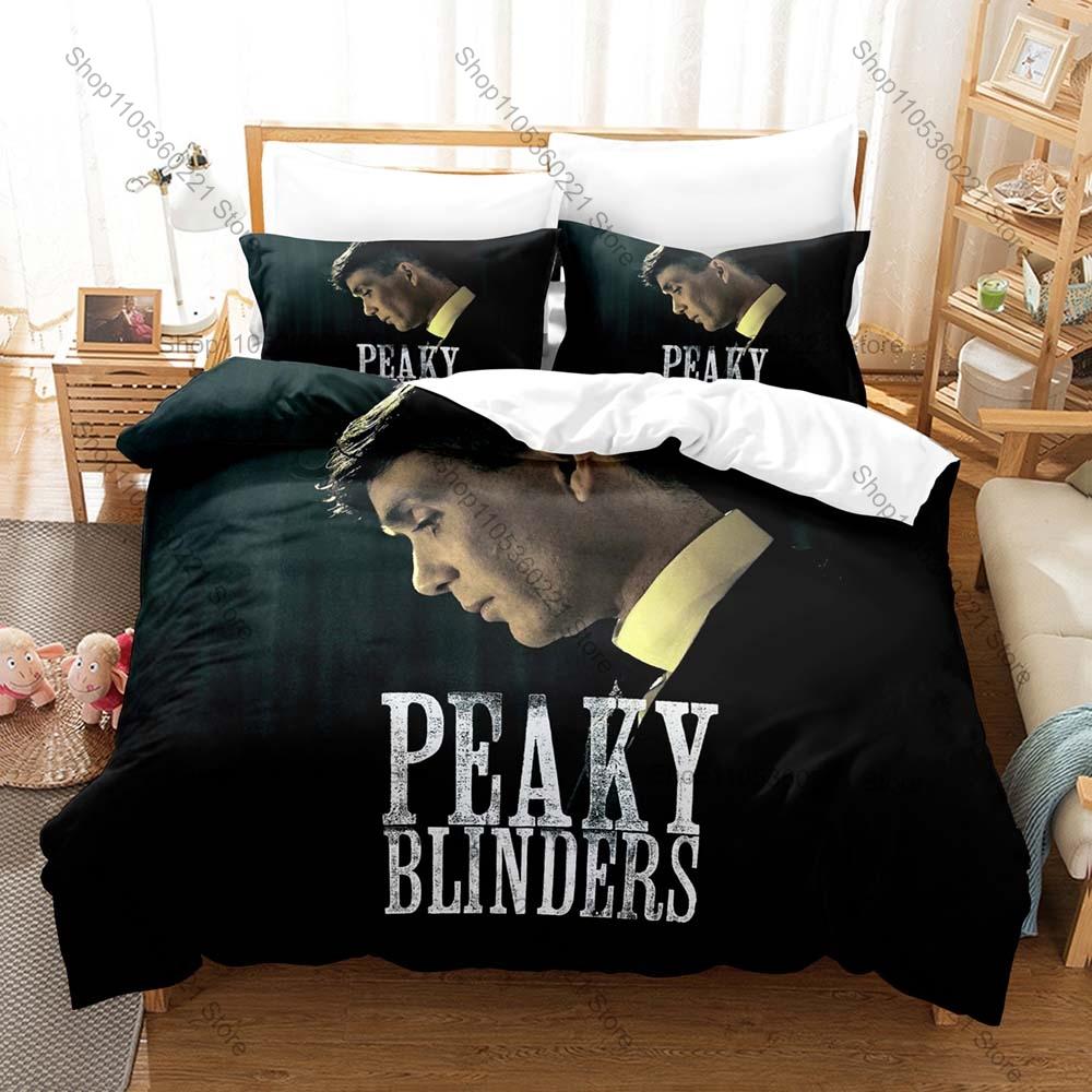 Peaky Blinders TV Series Bedding Set, Duvet Cover + 2 Pillowcases Retro Character Print Bed Sheets for Dorm Decoration