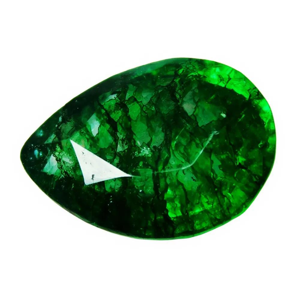 Natural Green Emerald Loose Gemstone 6.55 ct Pear Shape Colombian for Jewelry Making and Crafts