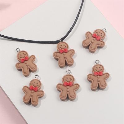 5/10/15 шт. Подвеска в виде пряника из смолы, украшения в виде пряничной куклы, украшения в виде снеговика, ожерелье, браслет, серьги, украшения своими руками