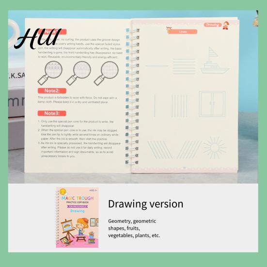 Numbers And Letters Workbook for Kids Magic Groove Practice Book Reusable Math Drawing Copybook Number Preschool Handwriting Exercises Alphabet