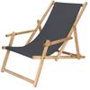 SPRINGOS® Transat De Jardin Chaise Longue Pliante En Bois Imprégné Avec Accoudoirs - Graphite