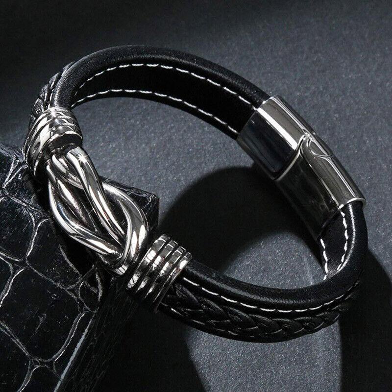 Mother And Son Forever Linked Together Men's Braided Leather L