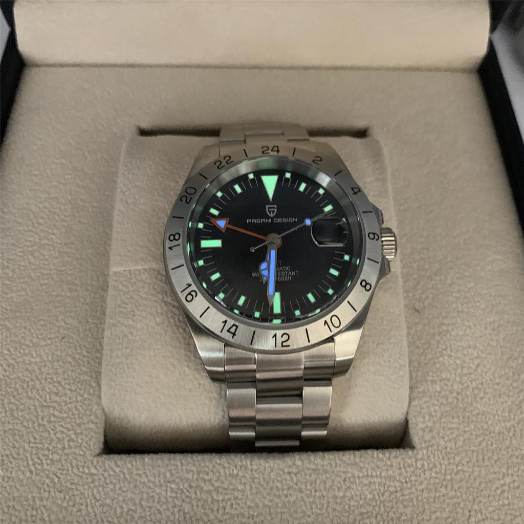 Часы Pagani Design GMT Стрелка Автоматический Механизм Механические Часы с Водонепроницаемостью Керамика Деловые Классические Нержавеющая Сталь Сапфировое Стекло PAGANI DESIGN