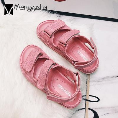 Дизайнер моды роза швейная платформа сандалии женские двойные липучки сандалии женские 2024 лето цветок вышивка гладиаторские сандалии