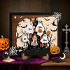 Halloween Ghost Family Sign Wooden Ghost Picture Frame Tabletop Decoration for Halloween Farmhouse Shelf Desktop Home Decor