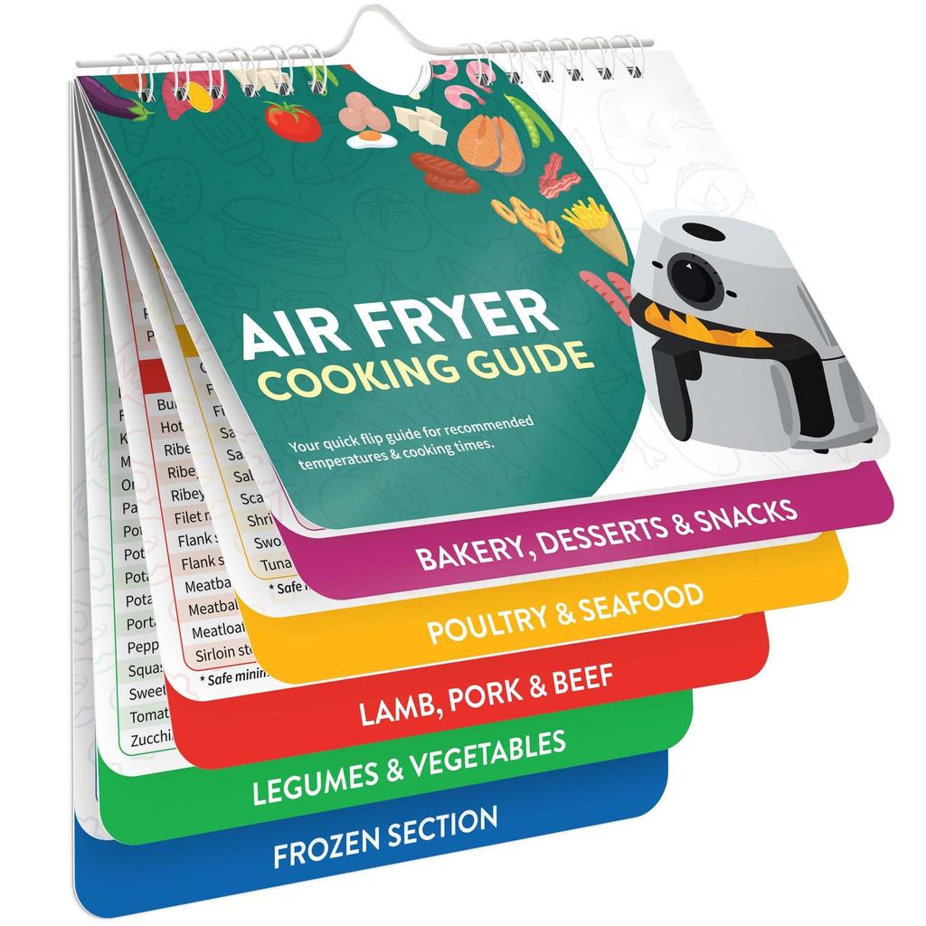 Air Fryer Cookbook Magnetic Cheat Sheet, Guide Booklet, Cookbooks Instant Accessories Oven Cooking Pot Temp Times Chart
