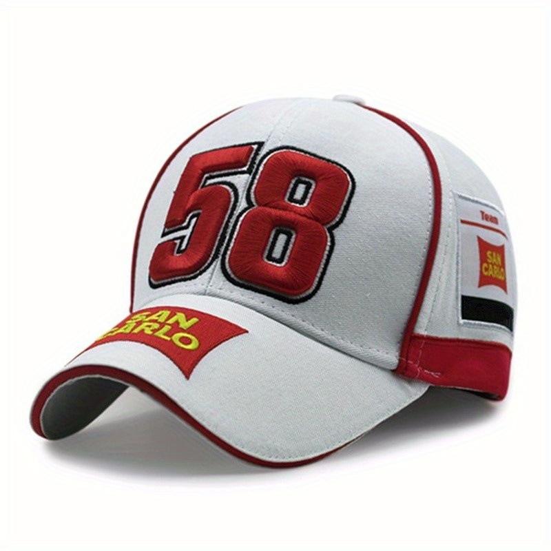Fashion Number 58 Embroidered Baseball Cap Sunblock Visor for Outdoor Riding Fishing